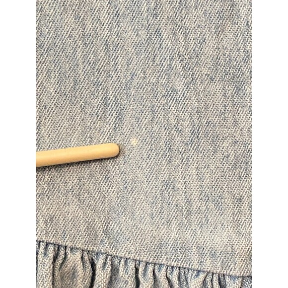 Vtg LA Chic Girls M Denim Dress Pockets Button Front USA Made Cottage Lace Kids - Picture 10 of 10